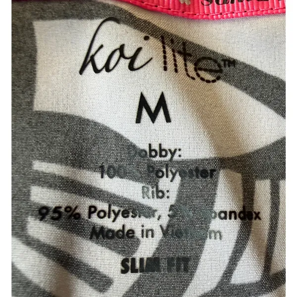 Koi Lite Scrub Top Womens M Black White Geometric V Neck Stretch 316PR - Image 6