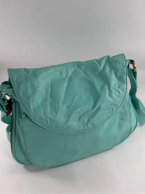 Latigo Turquoise Teal Leather Messenger Bag Y2K Boho Shoulder Crossbody Purse‎ - Image 2