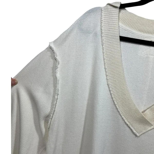 Free People Asher Thermal‎ Knit V-neck Top M - Image 12