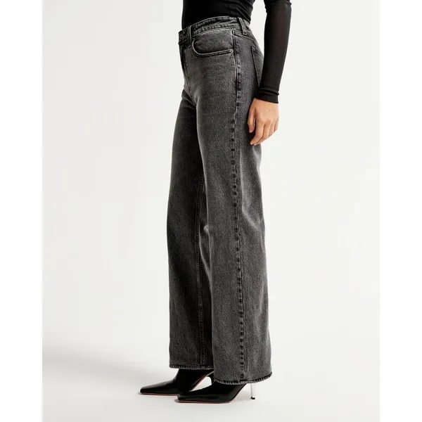 Abercrombie & Fitch Black Grey Curve Love High Rise 90s Relaxed Jeans 36/22R NEW - Image 13
