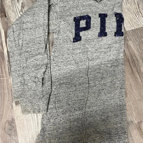 Victorias Secret “Pink” in purple sequin lettering T-Shirt - Image 2