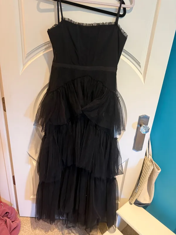 Betsy and Adam Black Ruffle Formal Dress - Image 2