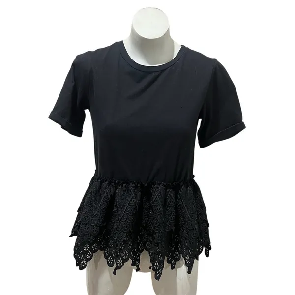 Endless Rose Womens T-Shirt Size S Black Short Sleeve Crew Neck Lace - Image 5