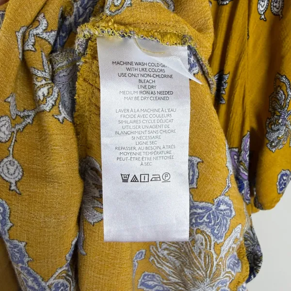 By Anthropologie Robin Tiered Mini Dress Small Yellow Floral Paisley Boho‎ Flowy - Image 7