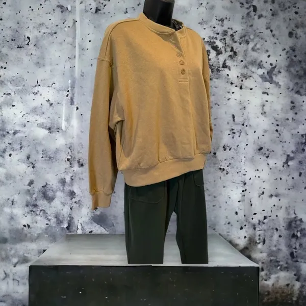 Reflex Fleece‎ Henley Sweatshirt Tan size small - Image 4
