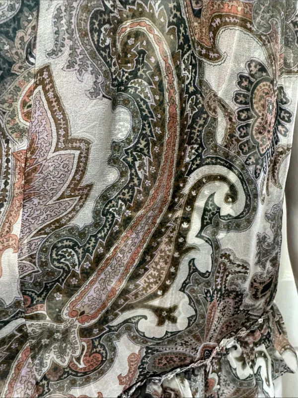 Veronica Beard 100% Silk Paisley Halter Tank - Green, Cream, Coral Size 8 - Image 10