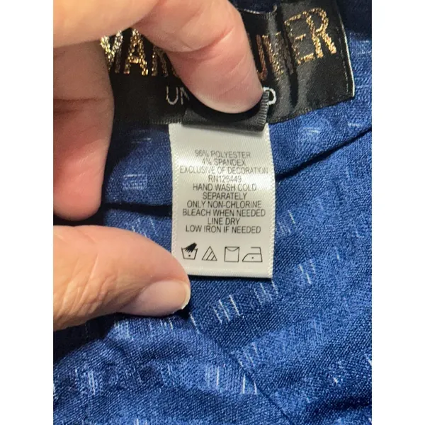Marc Bouwer Unlimited Blue White Grid A-Line Midi Skirt Neon Yellow Zipper XS - Image 5