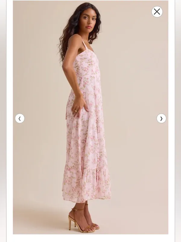 NWT Altar'd State Pink Floral Square-Neck Maxi Dress with Side Slit - Image 4
