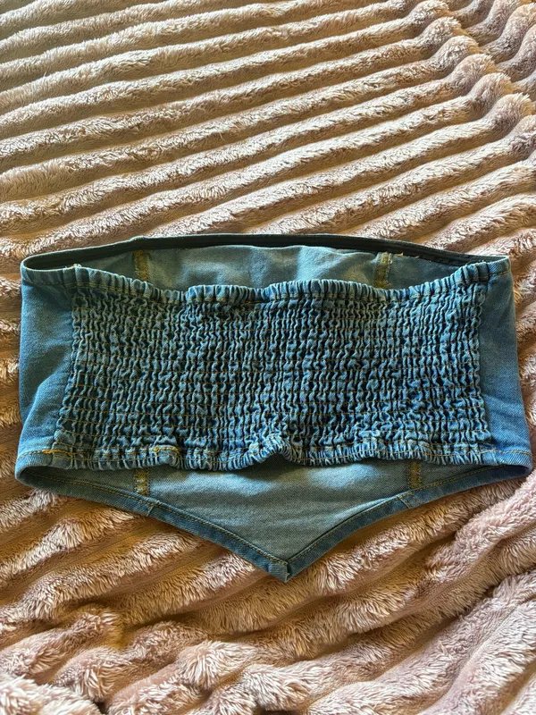 Blue Denim Strapless Pointed - Image 3