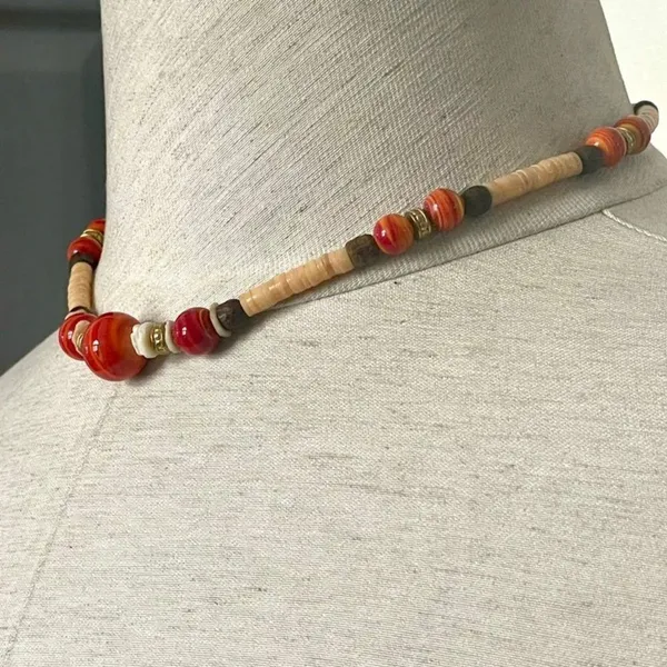 Orange beaded rhinestone choker necklace - Image 5