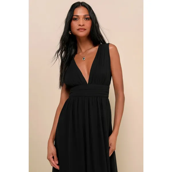 NWOT Lulus Heavenly Hues Black Maxi Dress Bridesmaid Wedding Banquet Formal M - Image 4