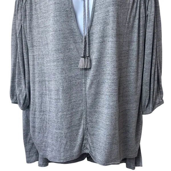 We The Free Just A Henley Top Linen Blend Gray Coastal Bohemian Flowy Comfort S - Image 4
