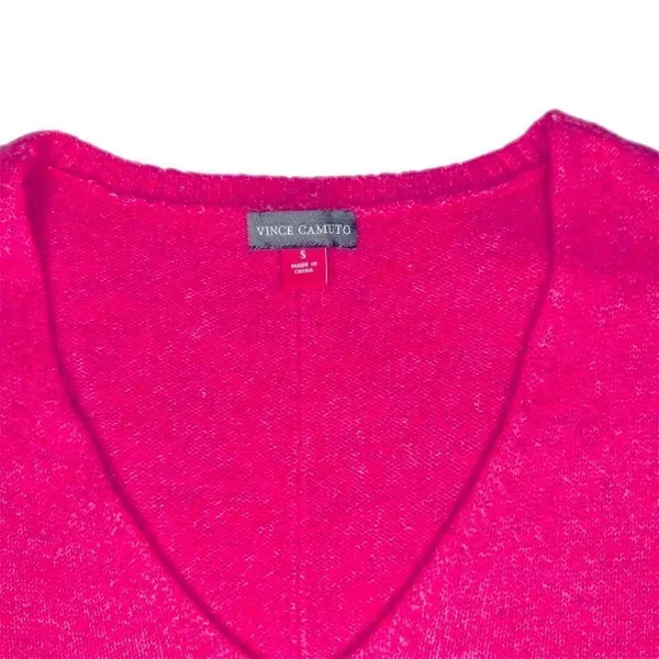 Vince Camuto Hot Pink Center Seam V-Neck Sweater Size Small - Image 3