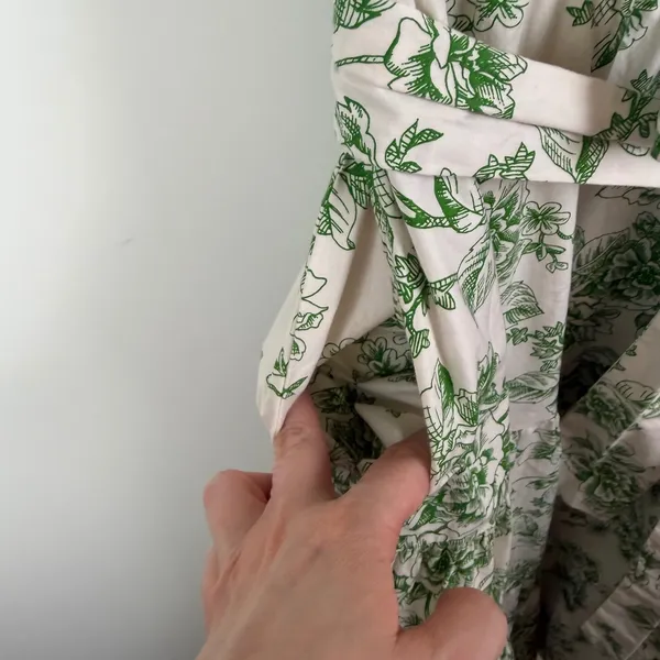 Rachel Parcell Off Shoulder Ruffle Tiered Floral Midi Dress Size 4 Sage‎ Toile - Image 5