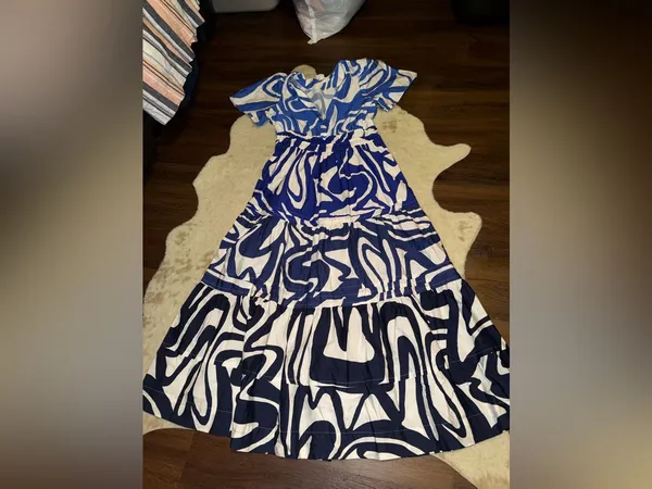 Nwot Anthropologie Somerset tiered maxi dress $170 L fall party boho blue wave - Image 7