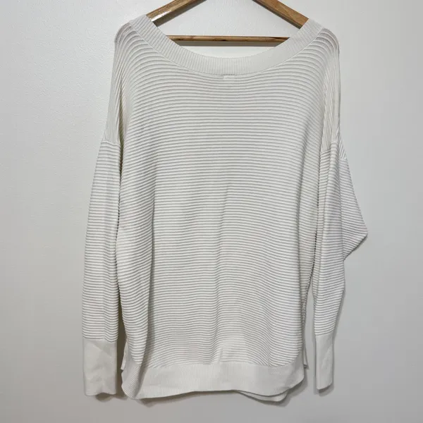 OFFLINE by Aerie Home Stretch Sweater Size Large White Boatneck Off The Shoulder - Image 5