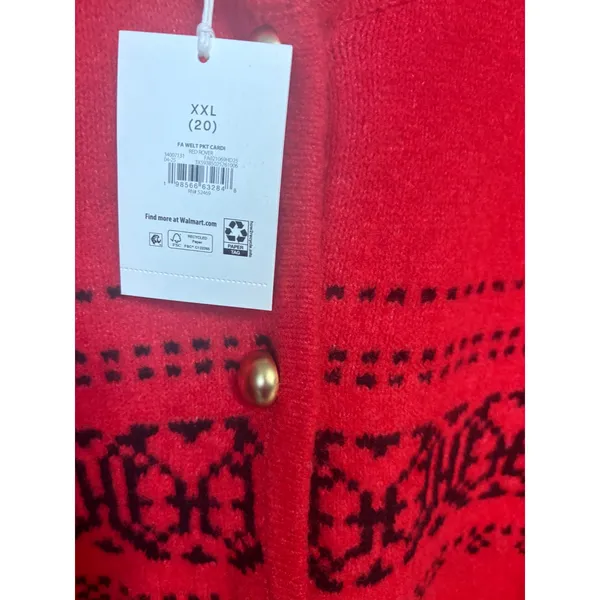 Free Assembly Red And Black Button Front Cardigan Size XXL‎ - Image 4