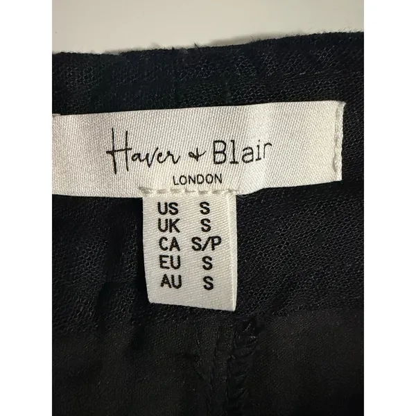 Haver + Blair Black Embroidered Wide Leg Linen Blend Pants Womens Small Boho - Image 4