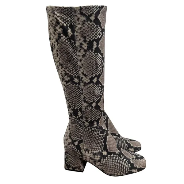 Steve‎ Madden Dynasty Snakeskin Print Boots Size 7 M Fitted Calf Stretch - Image 3
