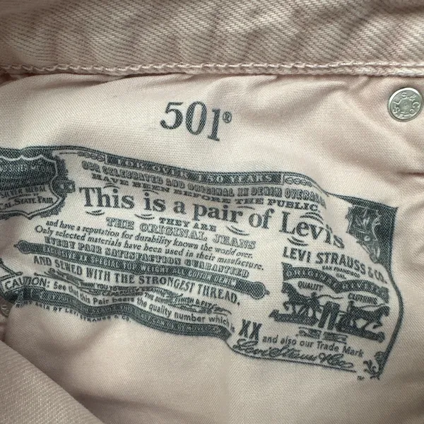Levi's 501 Original Fit Jeans Pink Button Fly Straight Leg Women's 26 x 30 - Image 5