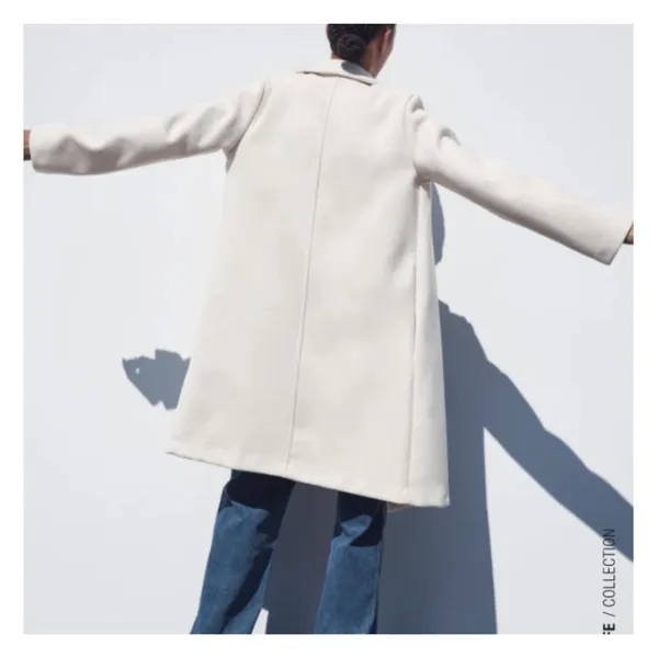 Zara Cream Lapel Open Front Trench Coat Size S - Image 4