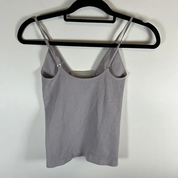 Intimately Free People Ribbed V-Neck Mesh Inset Camisole Lavender Grey One Size‎ - Image 4