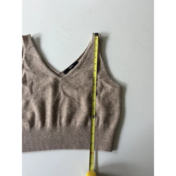 Quince 100% Mongolian Cropped Cashmere Tank Large Oatmeal - Image 7