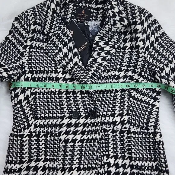 Jade & Ivory‎ 26 International NWT Double Breasted Houndstooth Blazer Peacoat M - Image 3