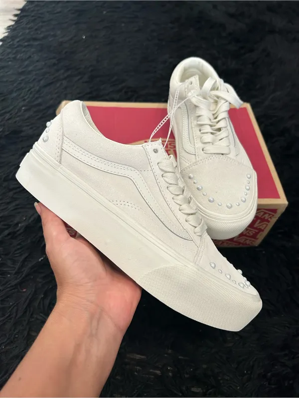 VANS old skool platform pearls lace up low top shoes sneakers women’s 8 new - Image 2
