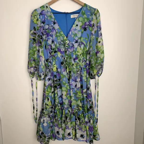 Taylor Floral Chiffon Mini Dress Enchanted Bloom Floral Womens Size 6 - Image 2
