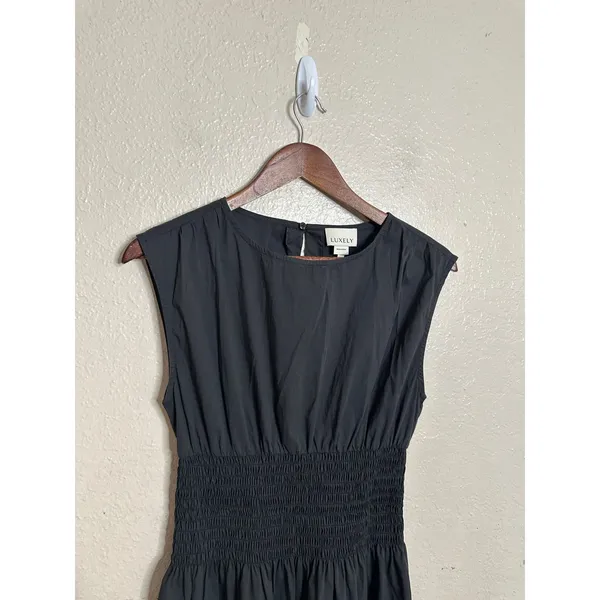 Luxely Willow Dress in Meteorite Black size S Midi Smocked Waist - Image 7