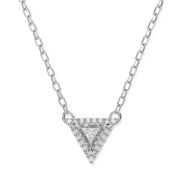 Swarovski Stilla Triangle Everyday White Rhodium Plated Punk Necklace NWB - Image 4