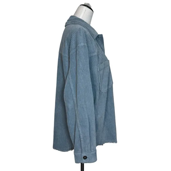 ZARA Oversized Corduroy Button Down Shirt Jacket Size M Blue Chore Barn Shacket - Image 7
