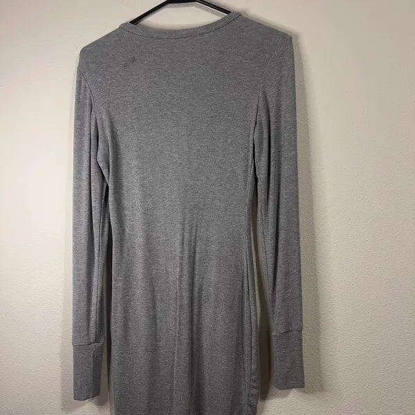 Garage Long Sleeve Grey Henley Dress - Image 3