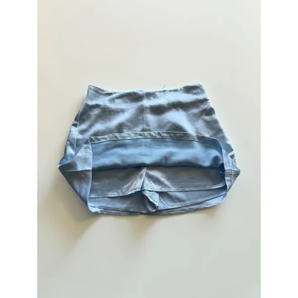 Sirena Light Blue Satin Mini Skort Women Size M Built-in Shorts Back Zip NEW - Image 3