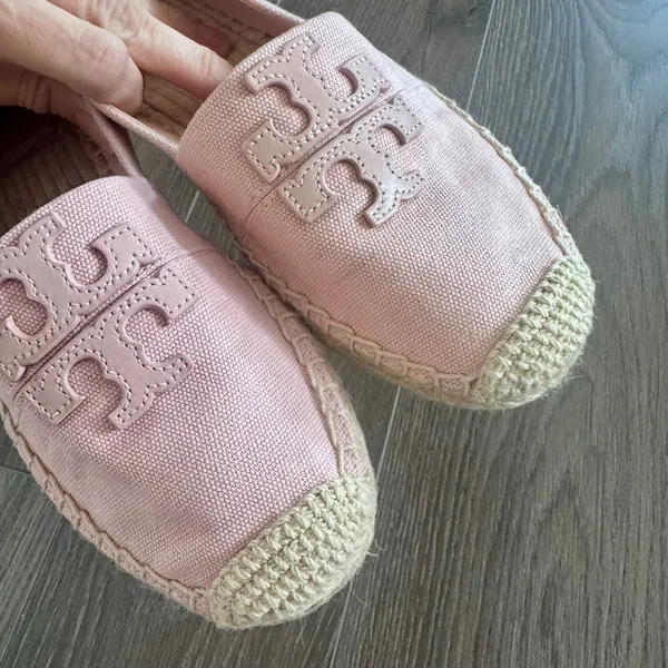 Tory Burch Weston Espadrilles Canvas Flat Seashell Pink Resort Summer Women Sz 7 - Image 4