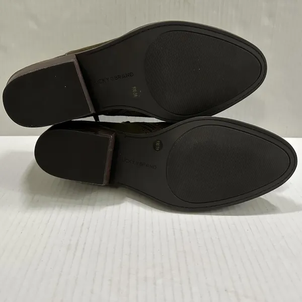 Lucky Brand Suede Bootie‎ Boots Womens 9 Green Ankle Zip Low Block Heel - Image 9