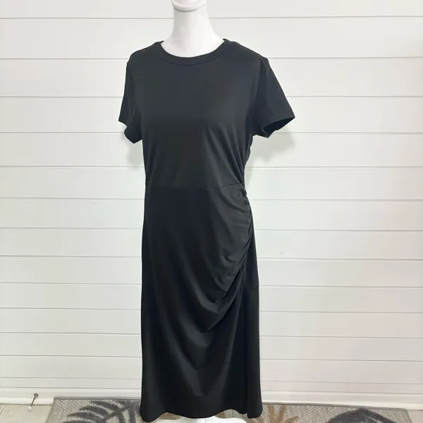 Cupshe Black Ruched Side Midi Tee Dress Size XL‎ - Image 5