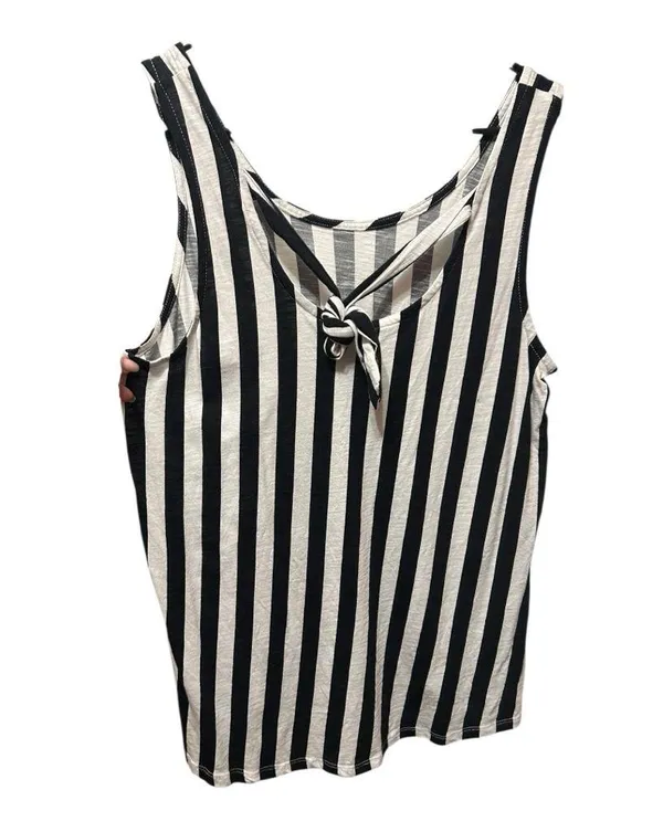 Cato Black and White Striped Tank Top size large lightweight. Ties in the back. - Image 2