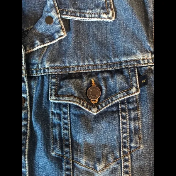 Abercrombie & Fitch Classic Trucker Jean Jacket Blue Sz. L Flap Button Pockets - Image 3