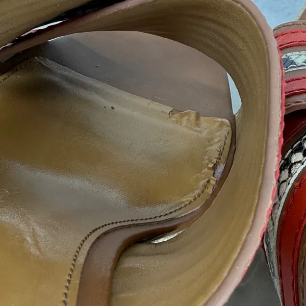 Coach Red Snakeskin‎ Striped Espadrille Wedge Platform Sandals Slides 8.5 READ - Image 9