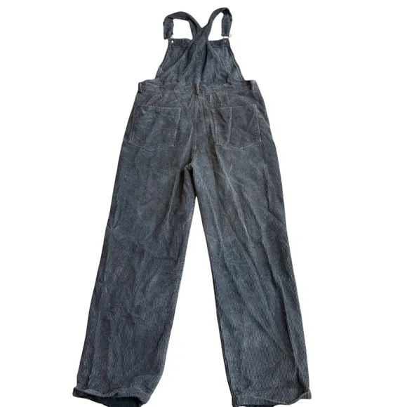 By Together Women’s S Corduroy Overalls Charcoal Gray‎ Relaxed Fit Boho Hipster - Image 4