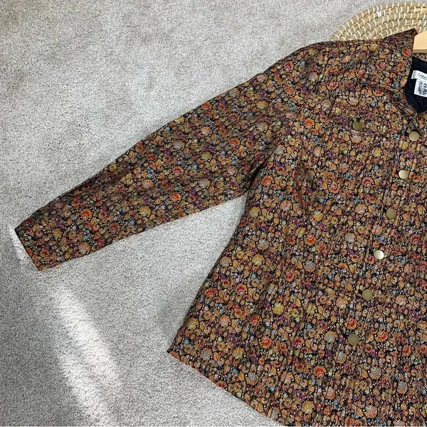 Coldwater Creek Tapestry Multicolor Brocade Jacquard Button Front Top Jacket M - Image 5