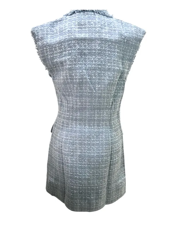 Maeve Anthropologie Blue Tweed Pearl Button Blazer Mini Dress NWOT Size 8 - Image 3