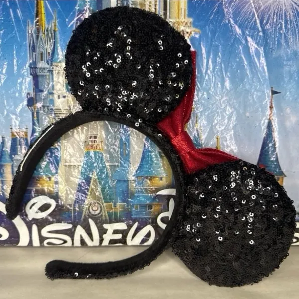 Disney parks classic Minnie Mouse red & black sequin ears - Image 2