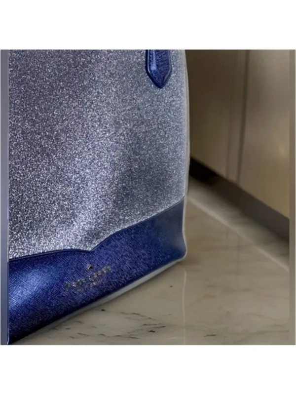 Kate Spade Lola Joely Large Glitter Carryall Tote in Dusk Navy Blue GUC - Image 7