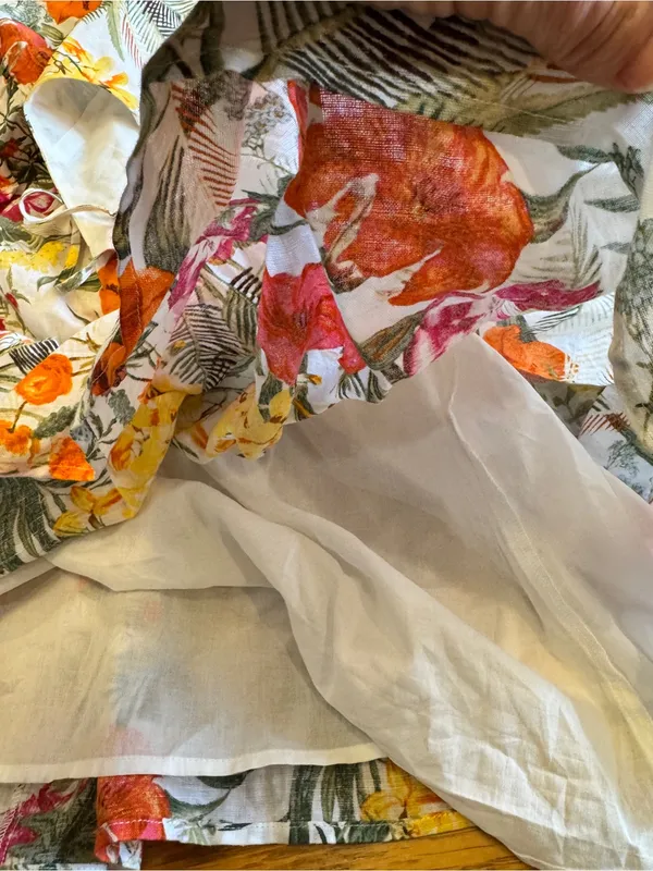 Chelsea & Violet Tropical Floral Print Tiered Midi Dress Linen‎ Blend Tie Back - Image 11