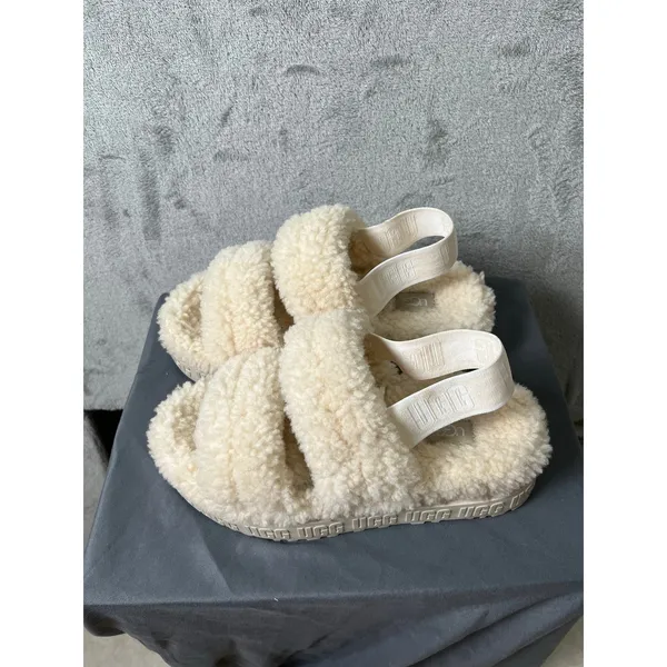 UGG Fluffita Slingback Platform Slippers Women’s Size 6 Fuzzy Shearling Sandals - Image 2