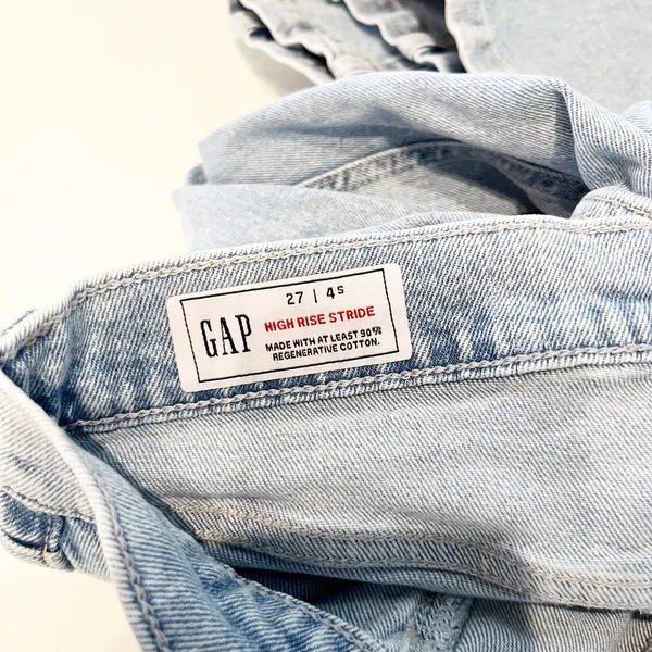 Gap Stride High Rise Light Wash Denim Wide Leg Jeans Light Indigo Blue 27 / 4 P - Image 2