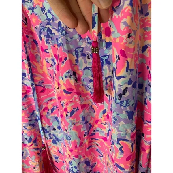 Lilly Pulitzer Finch Top Coco Coral Crab silk top blouse women's size small - Image 5